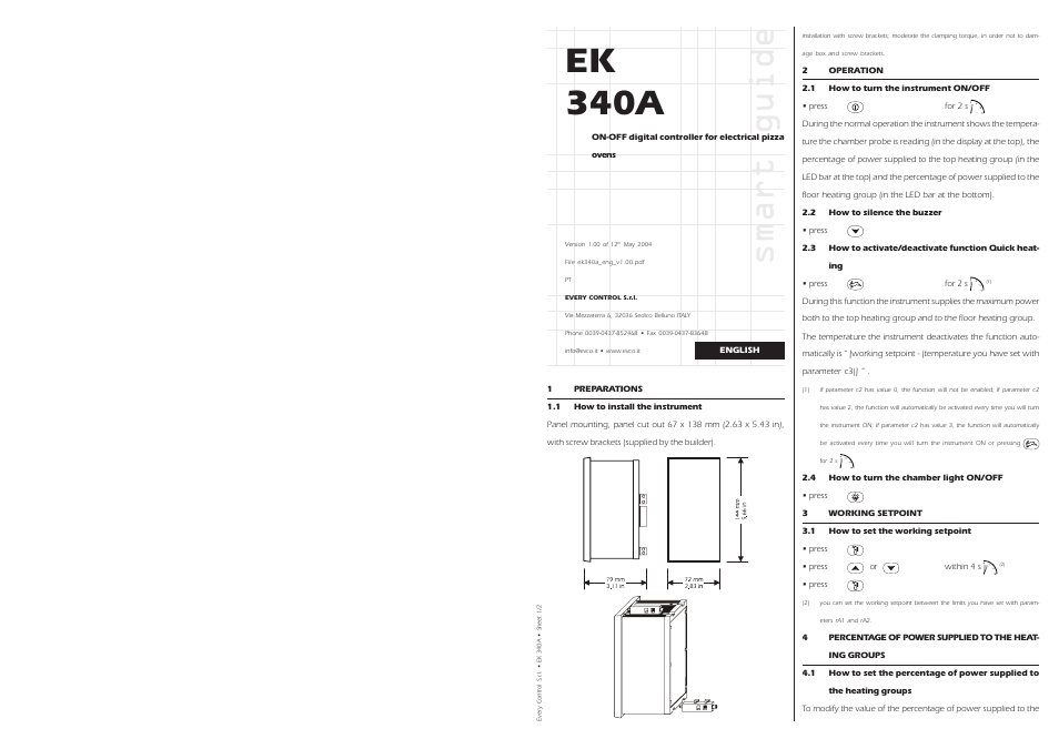 EVCO EK340AJ7 User Manual | 4 pages