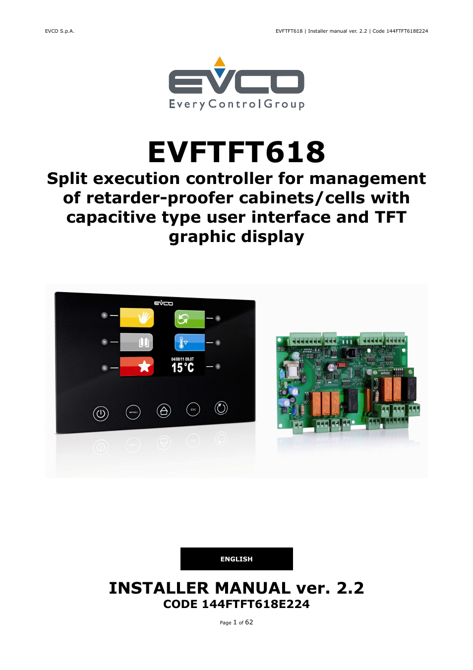 EVCO EVFTFT618N7U User Manual | 62 pages