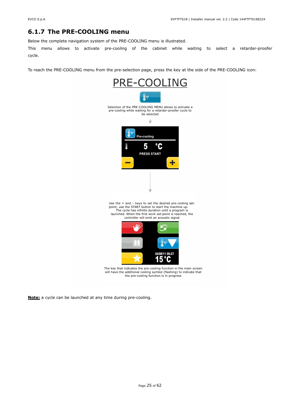 7 the pre-cooling menu | EVCO EVFTFT618N7U User Manual | Page 25 / 62