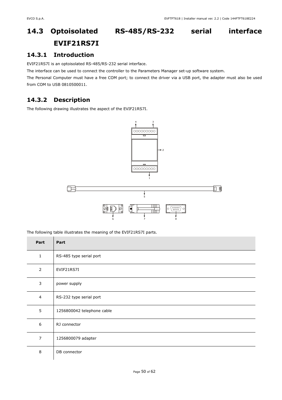 1 introduction, 2 description | EVCO EVFTFT618N7U User Manual | Page 50 / 62