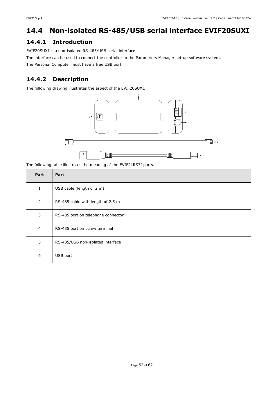1 introduction, 2 description | EVCO EVFTFT618N7U User Manual | Page 52 / 62