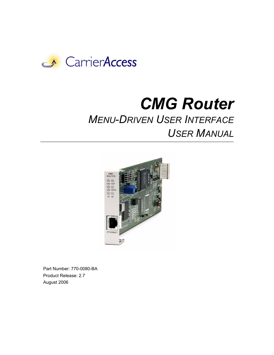 Carrier Access CMG Router User Manual | 296 pages