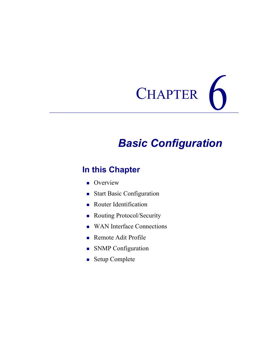 6–basic configuration, Basic configuration, Hapter | Carrier Access CMG Router User Manual | Page 175 / 296