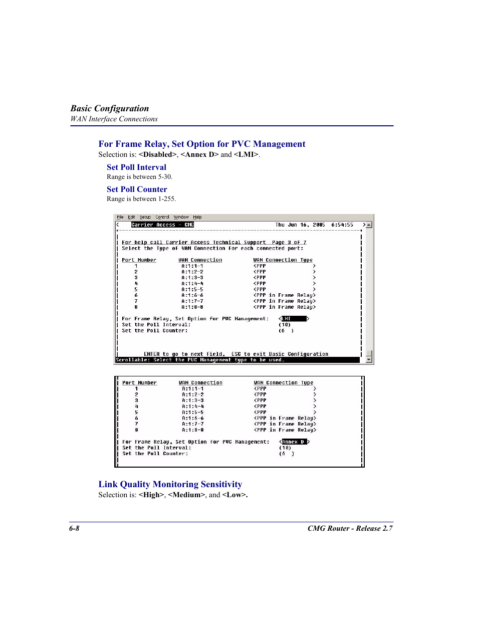 Carrier Access CMG Router User Manual | Page 182 / 296