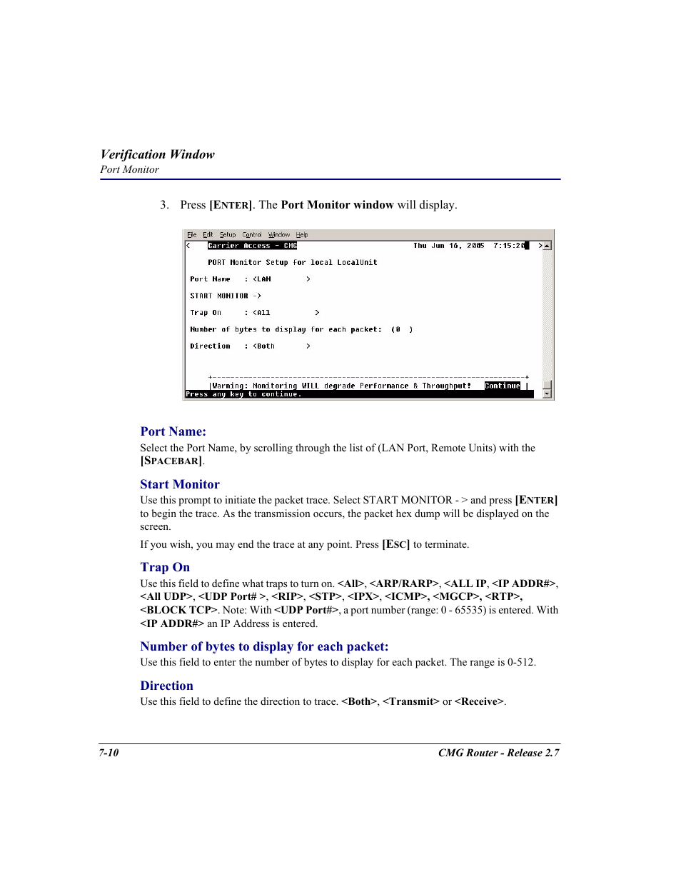Carrier Access CMG Router User Manual | Page 196 / 296