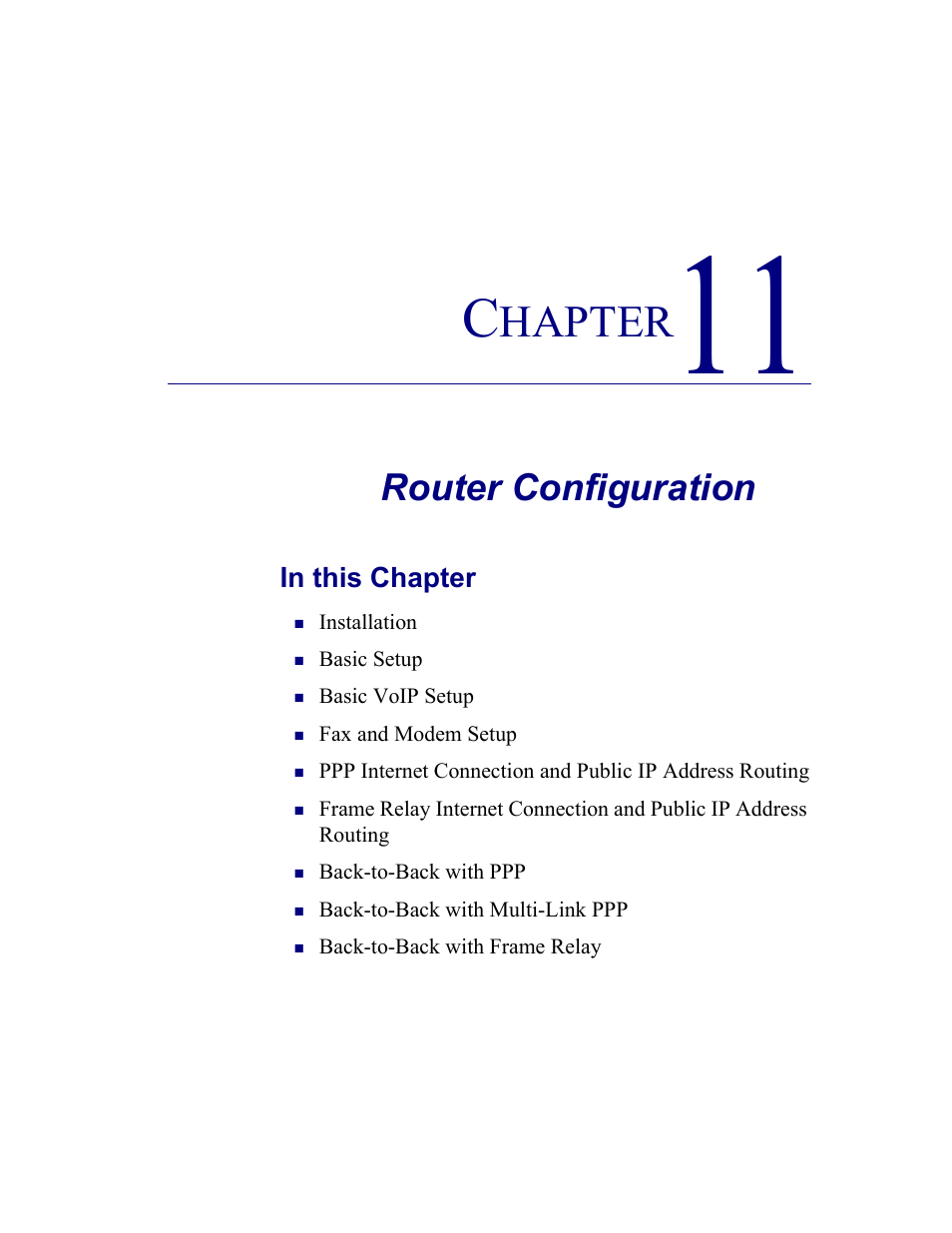 11–router configuration, Router configuration, Hapter | Carrier Access CMG Router User Manual | Page 227 / 296