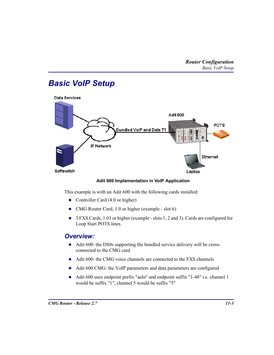 Basic voip setup, Overview, Basic voip setup -3 | Overview: -3 | Carrier Access CMG Router User Manual | Page 229 / 296