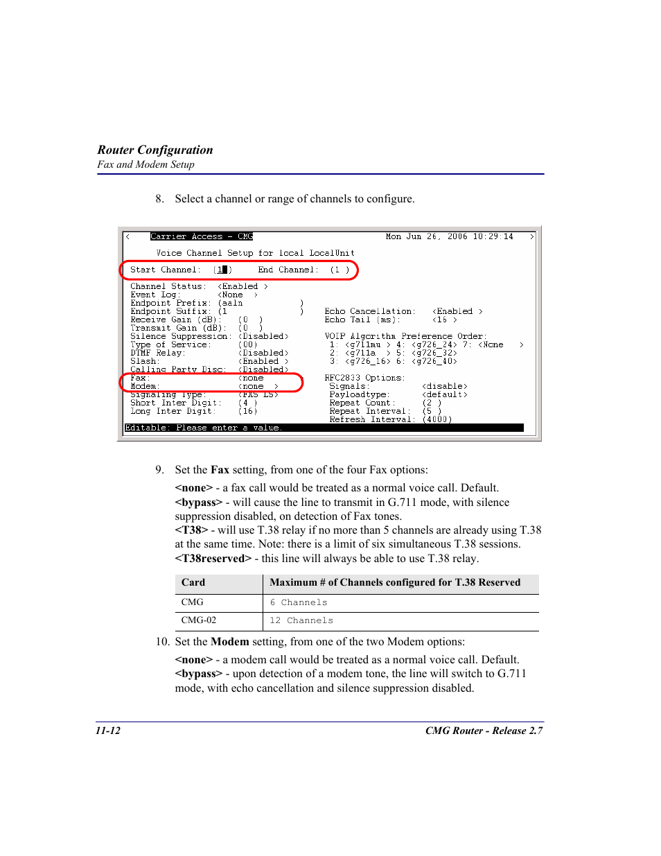 Carrier Access CMG Router User Manual | Page 238 / 296