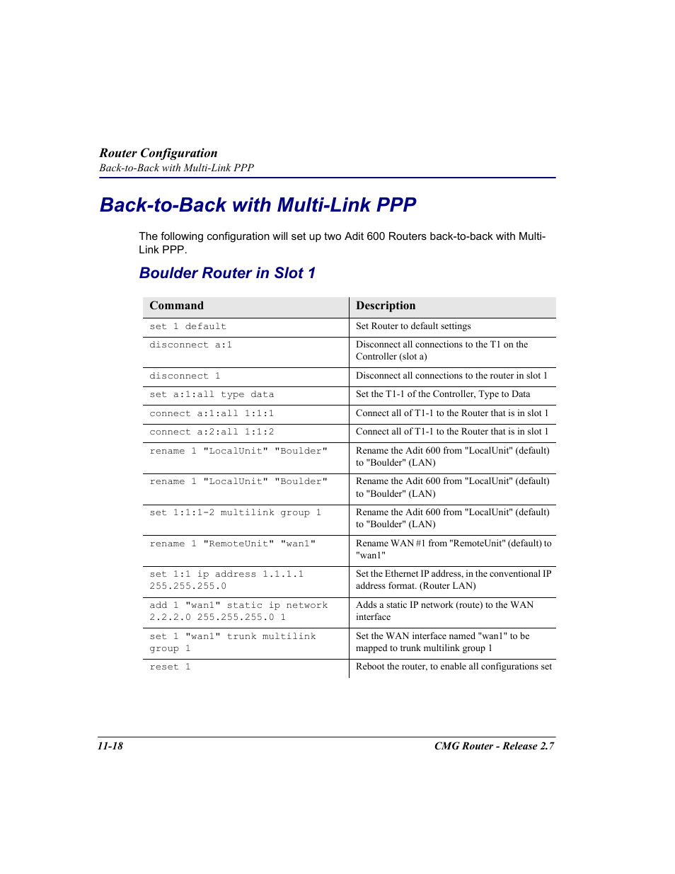 Back-to-back with multi-link ppp, Boulder router in slot 1, Back-to-back with multi-link ppp -18 | Boulder router in slot 1 -18 | Carrier Access CMG Router User Manual | Page 244 / 296