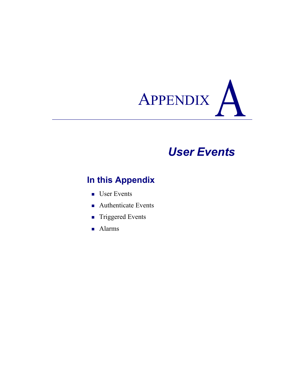 A–user events, User events | Carrier Access CMG Router User Manual | Page 249 / 296