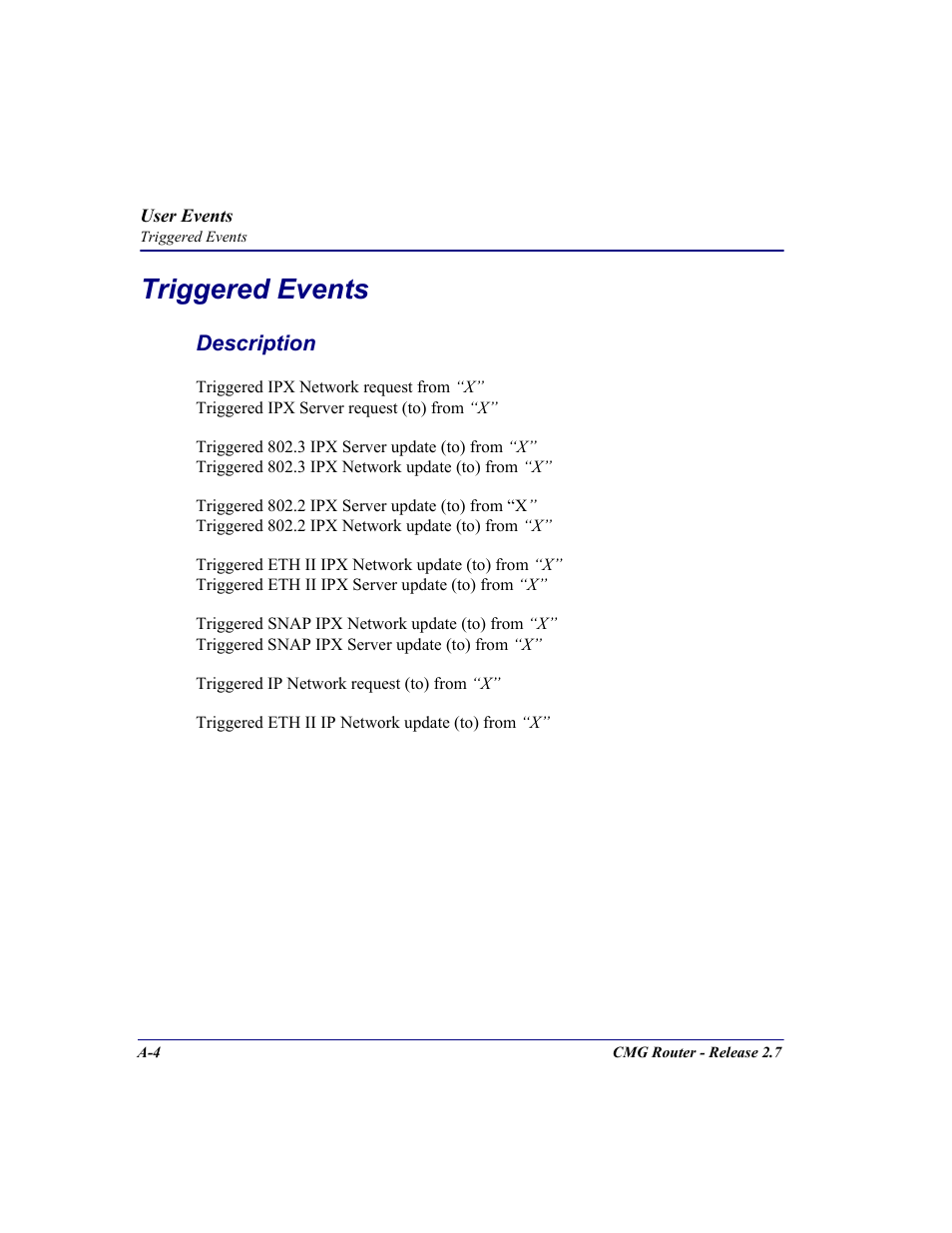 Triggered events | Carrier Access CMG Router User Manual | Page 252 / 296