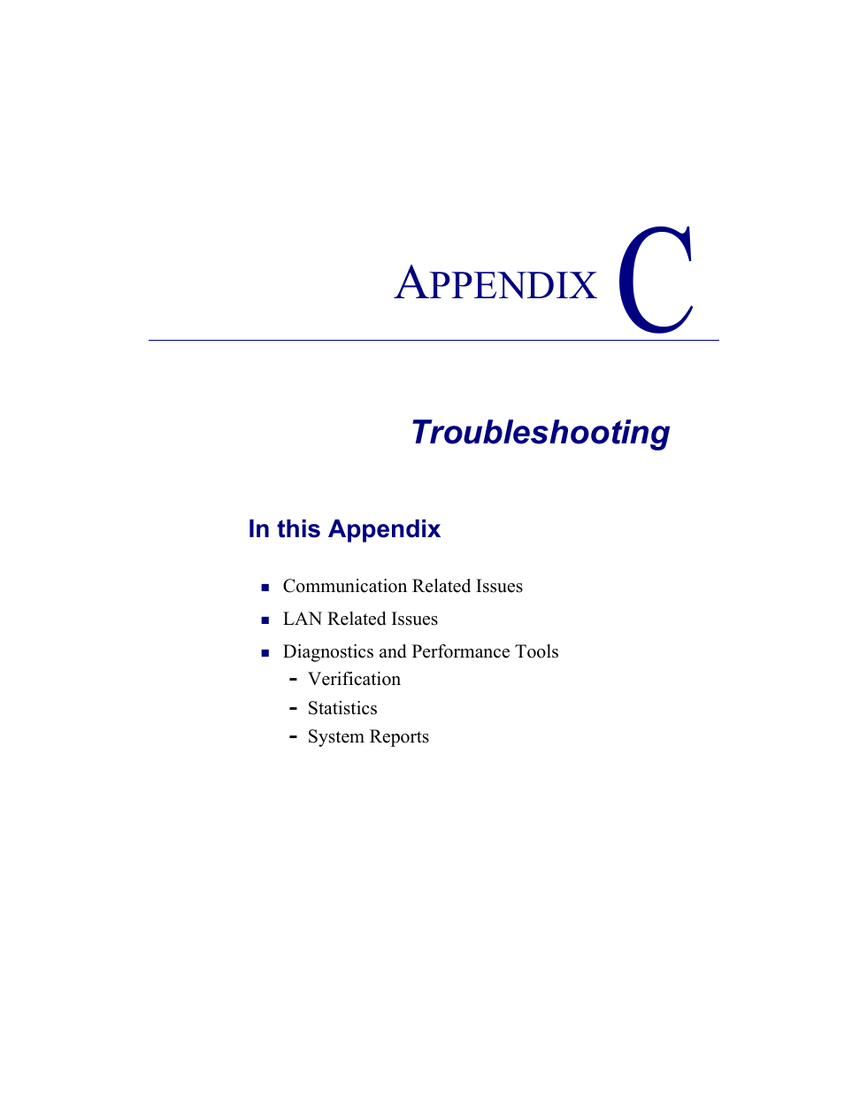 C–troubleshooting, Troubleshooting, Ppendix | Carrier Access CMG Router User Manual | Page 267 / 296