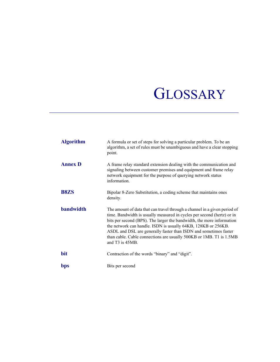 Glossary, Lossary | Carrier Access CMG Router User Manual | Page 279 / 296