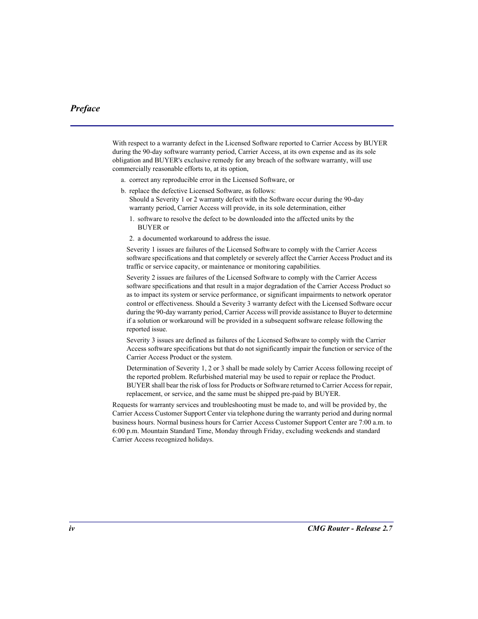 Carrier Access CMG Router User Manual | Page 4 / 296