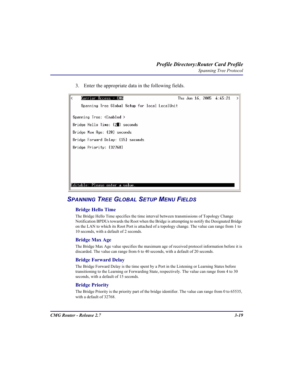 Carrier Access CMG Router User Manual | Page 57 / 296