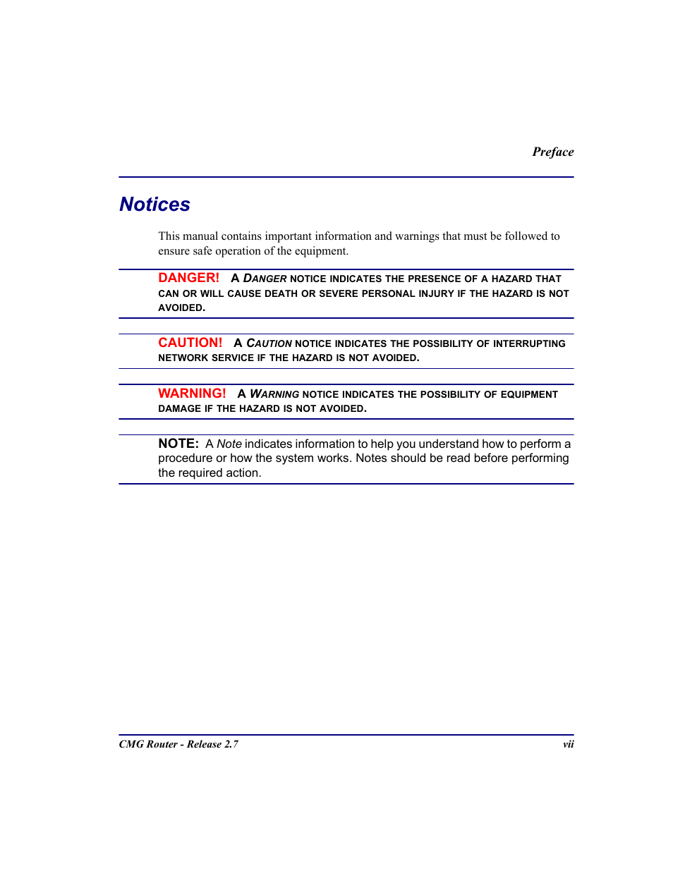 Notices | Carrier Access CMG Router User Manual | Page 7 / 296