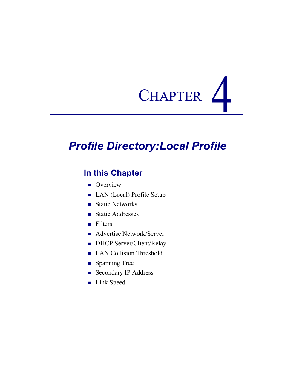 4–profile directory:local profile, Profile directory:local profile | Carrier Access CMG Router User Manual | Page 87 / 296
