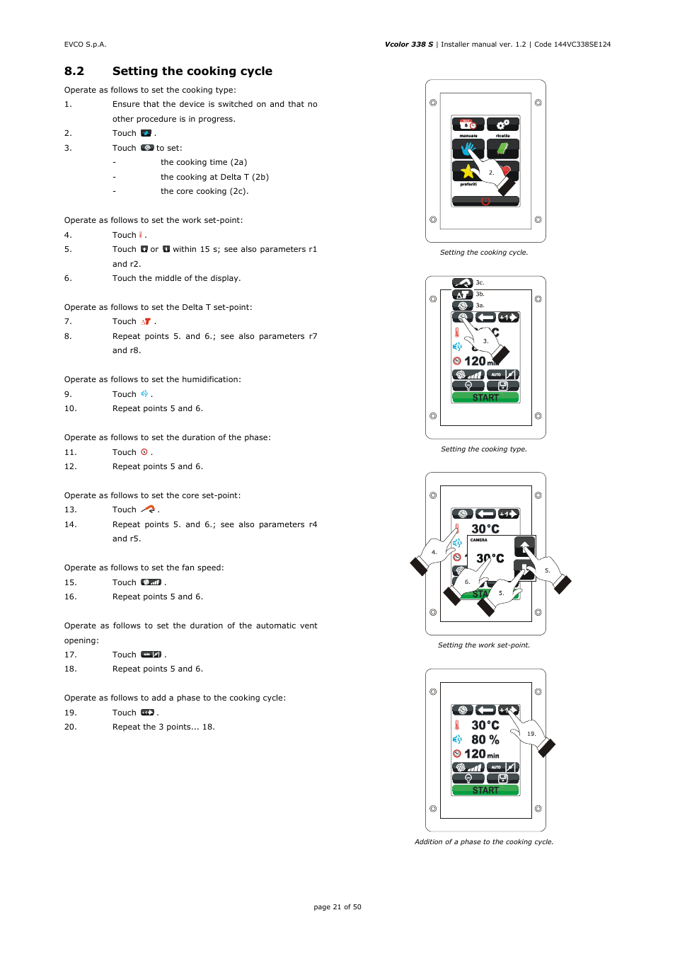 2 setting the cooking cycle | EVCO EVCSR338J9 User Manual | Page 21 / 50