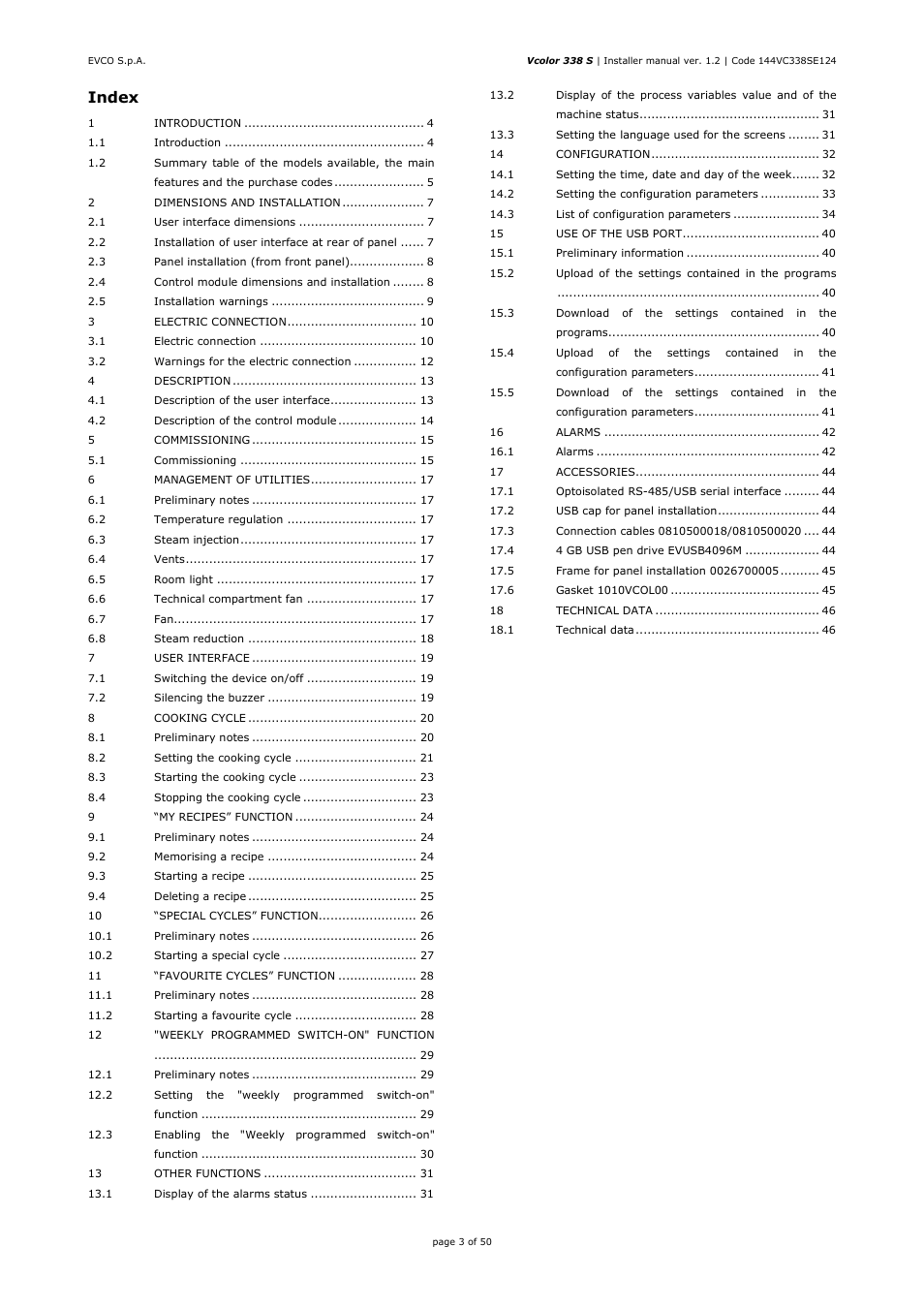 EVCO EVCSR338J9 User Manual | Page 3 / 50