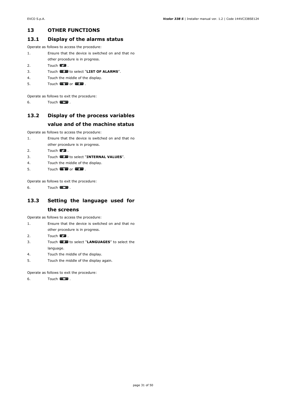 3 setting the language used for the screens | EVCO EVCSR338J9 User Manual | Page 31 / 50