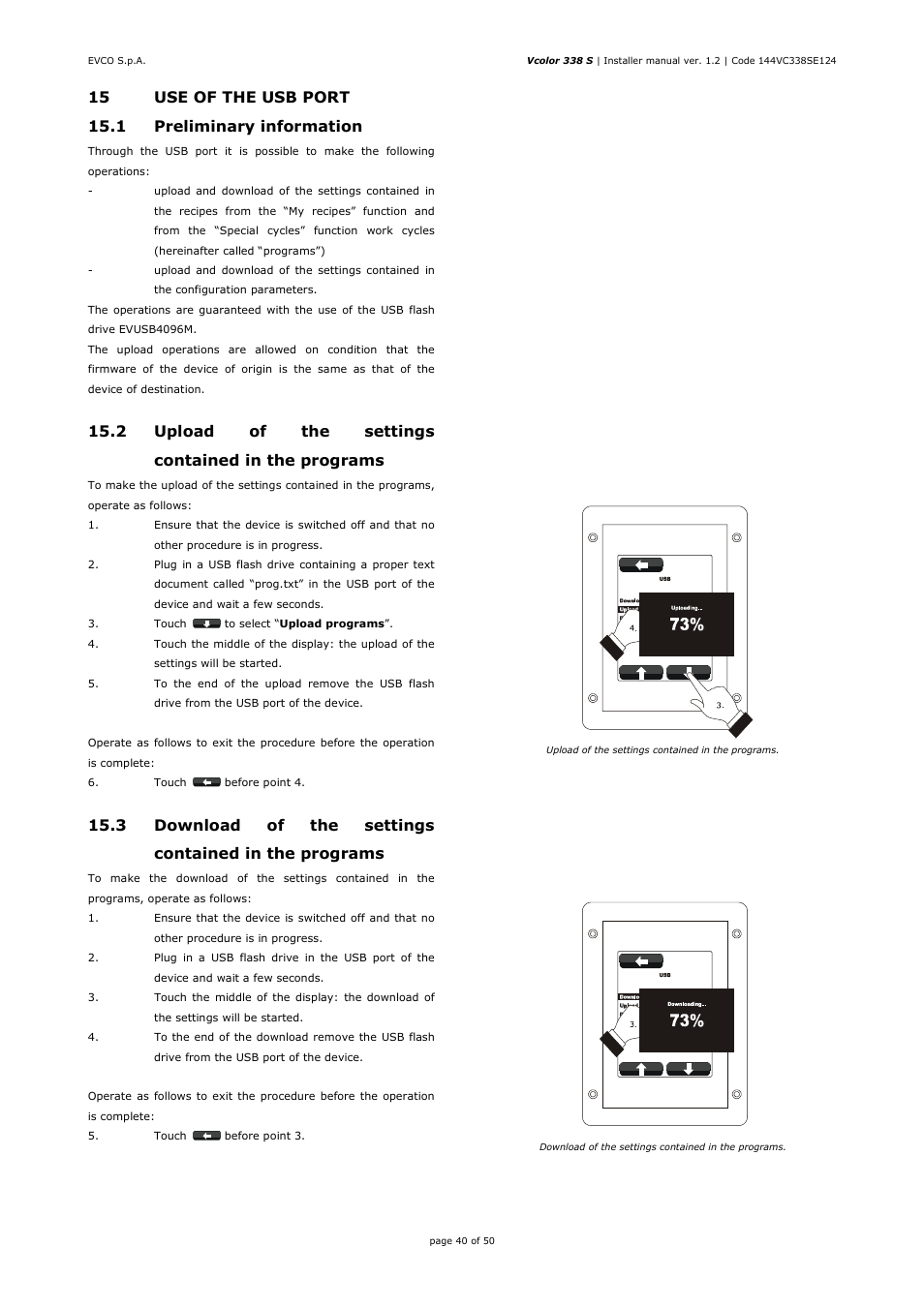 2 upload of the settings contained in the programs | EVCO EVCSR338J9 User Manual | Page 40 / 50