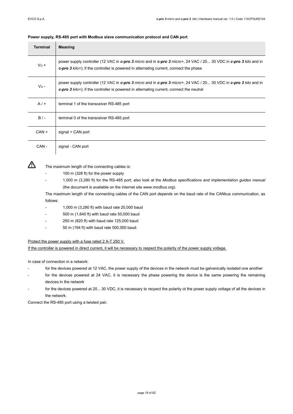 EVCO EPU2LXP1CH User Manual | Page 19 / 62