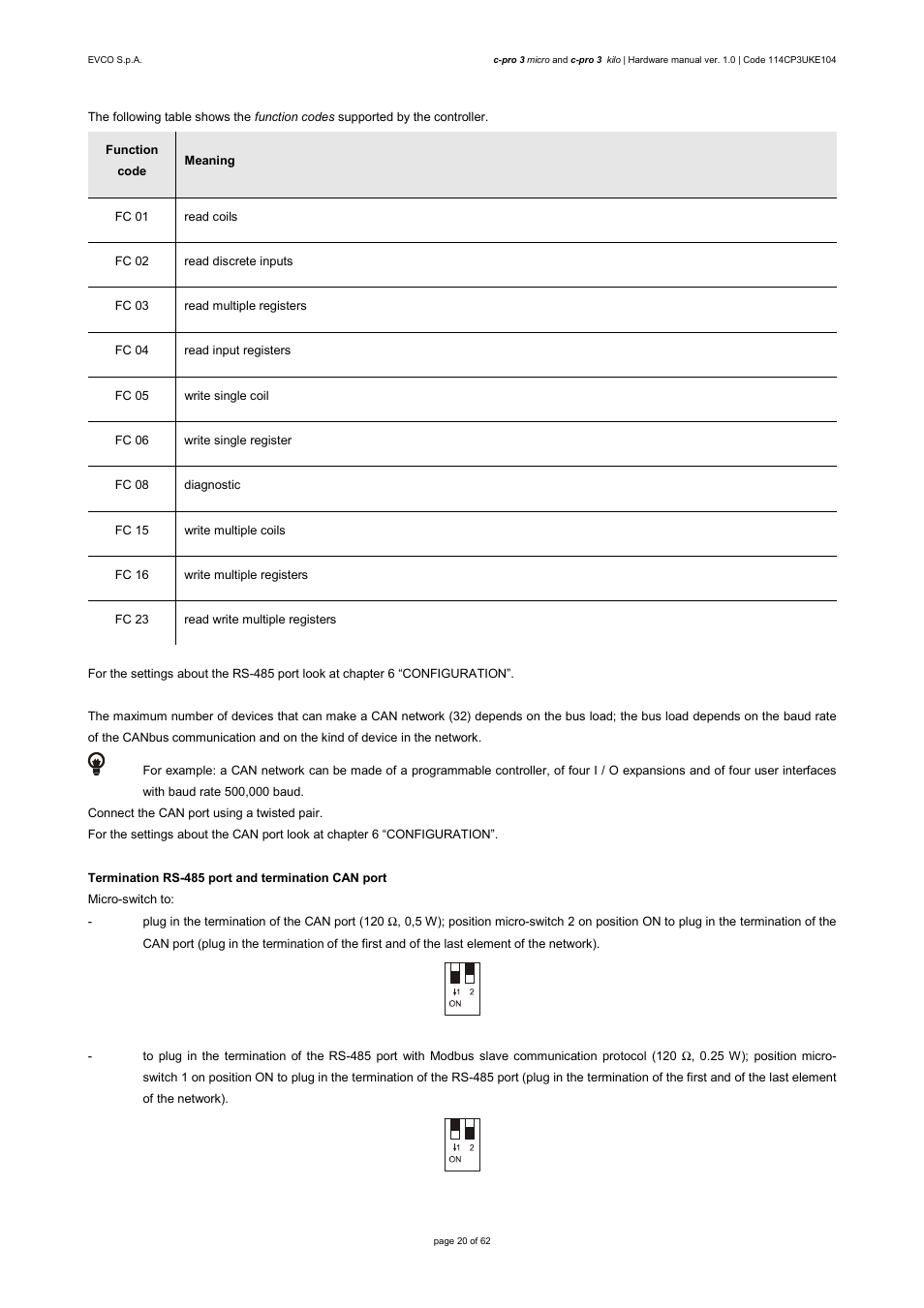 EVCO EPU2LXP1CH User Manual | Page 20 / 62