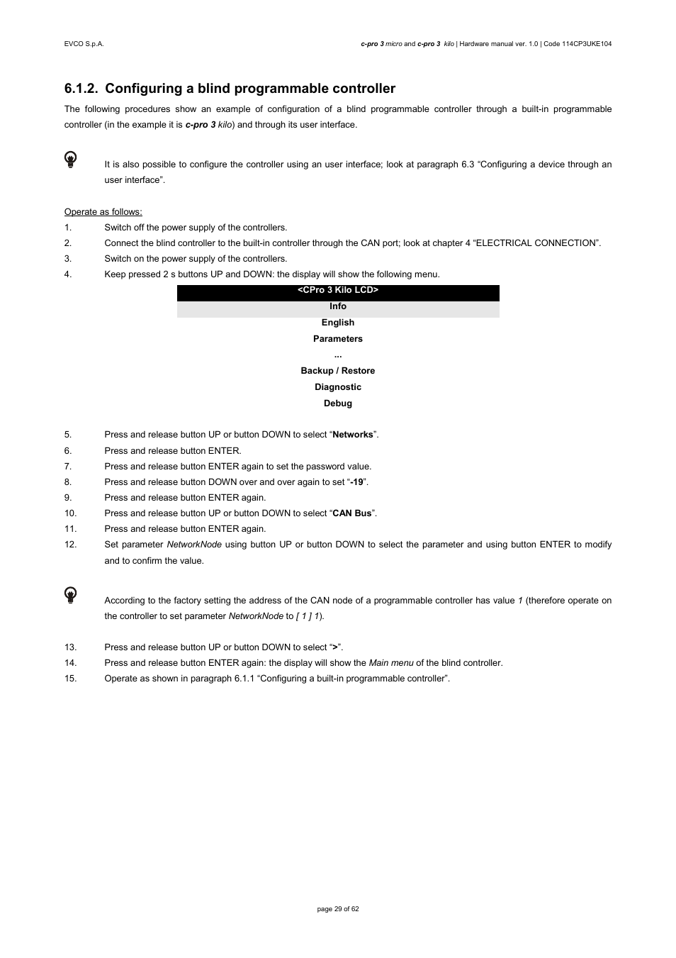 Configuring a blind programmable controller | EVCO EPU2LXP1CH User Manual | Page 29 / 62
