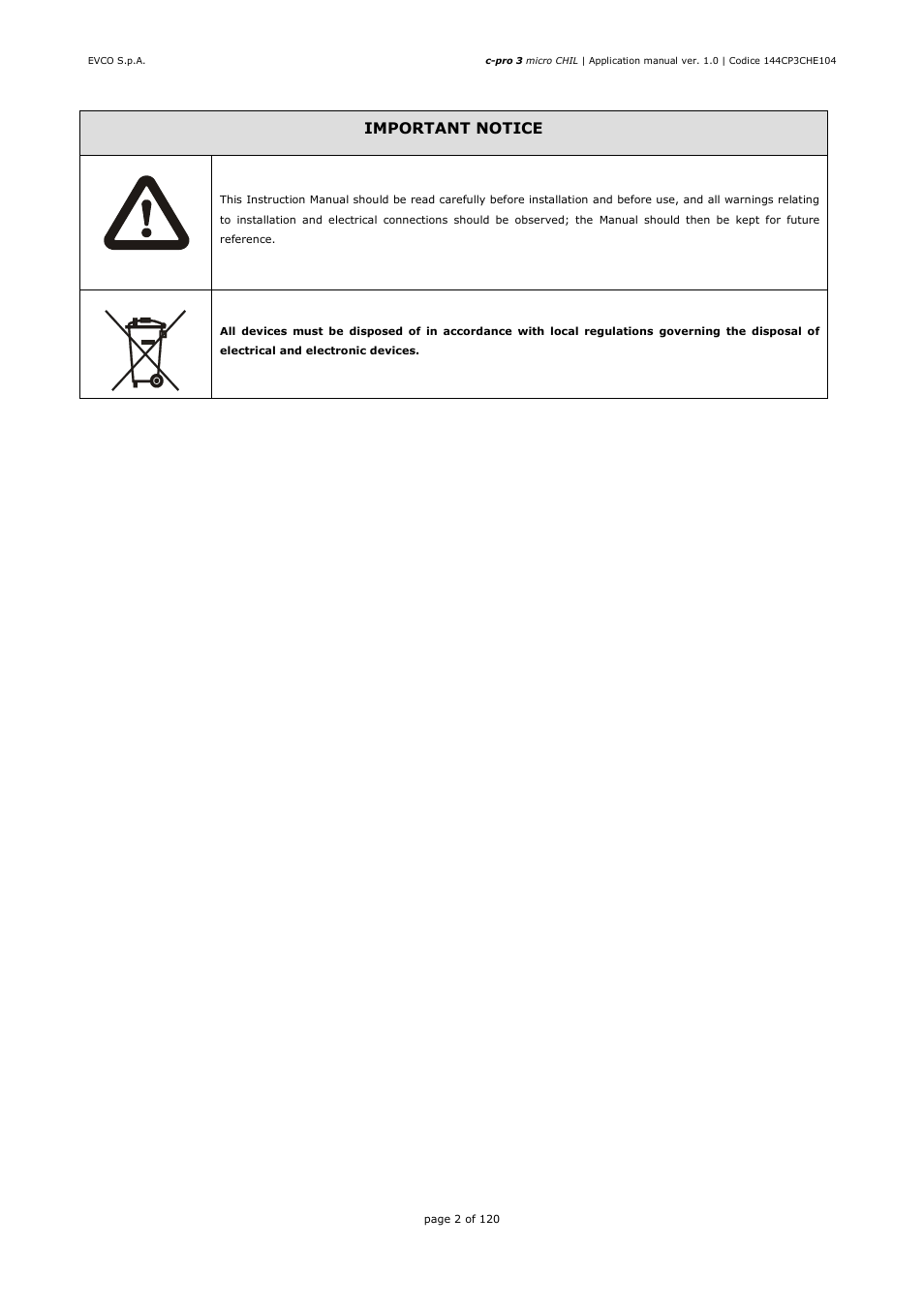 EVCO EPU2LXP1CH Installer manual User Manual | Page 2 / 120