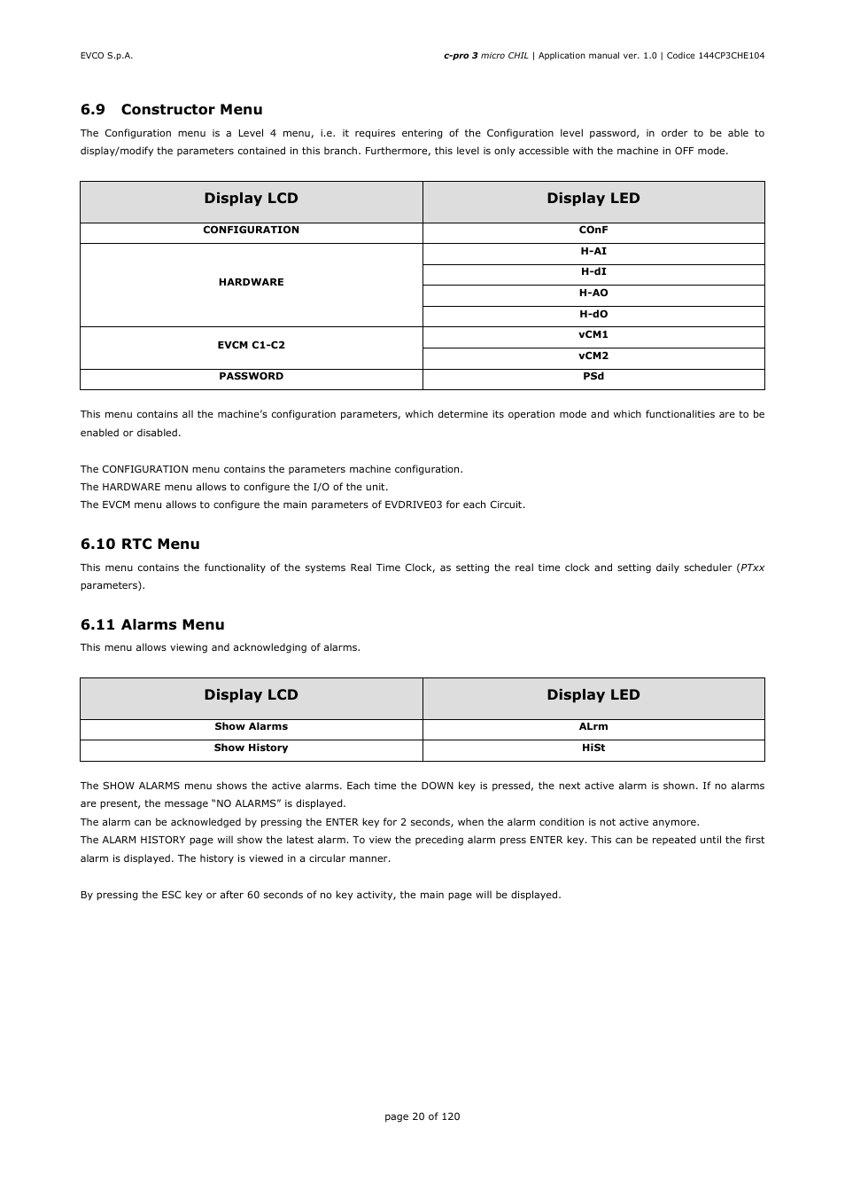 EVCO EPU2LXP1CH Installer manual User Manual | Page 20 / 120