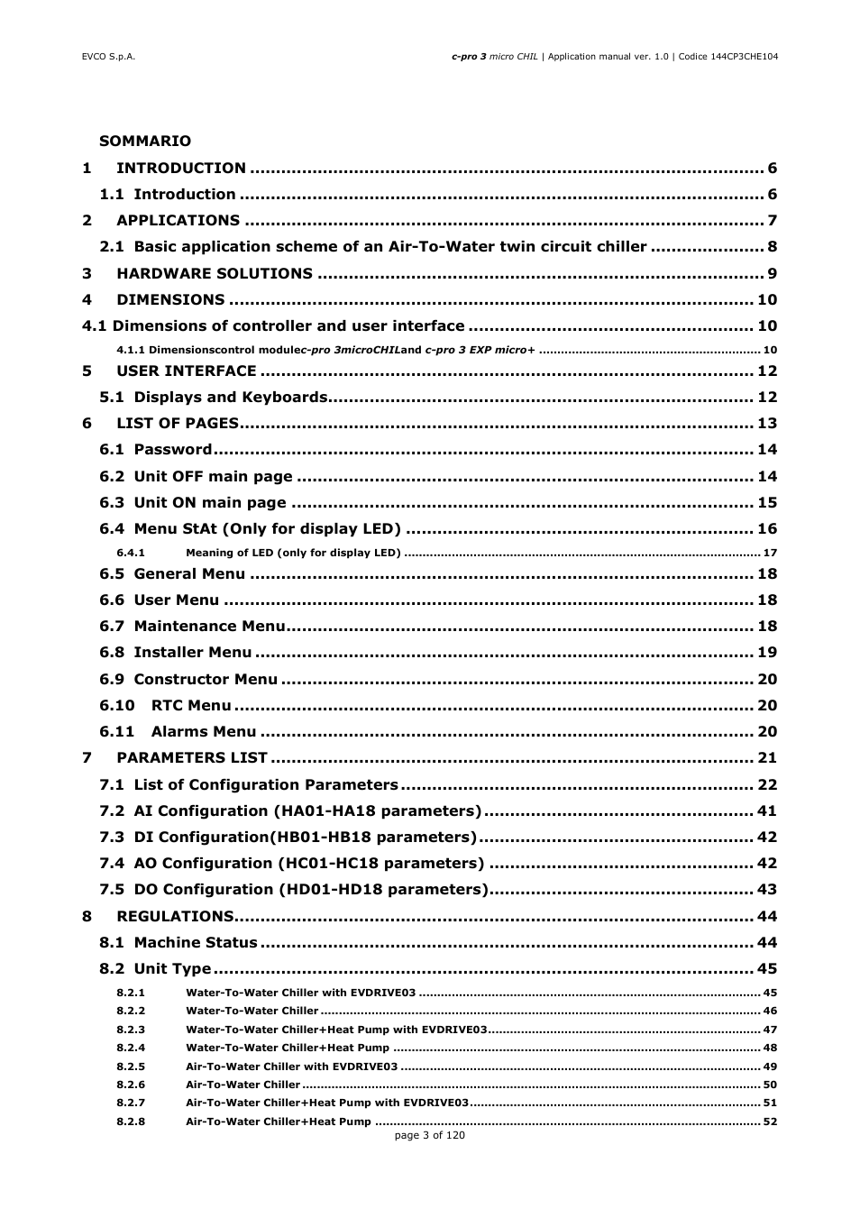 EVCO EPU2LXP1CH Installer manual User Manual | Page 3 / 120