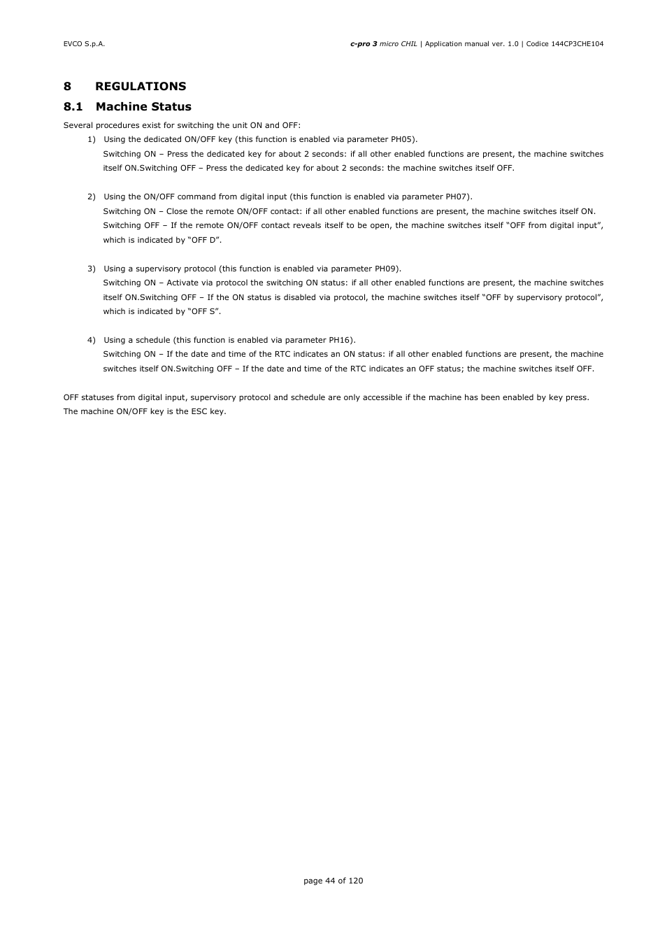 EVCO EPU2LXP1CH Installer manual User Manual | Page 44 / 120