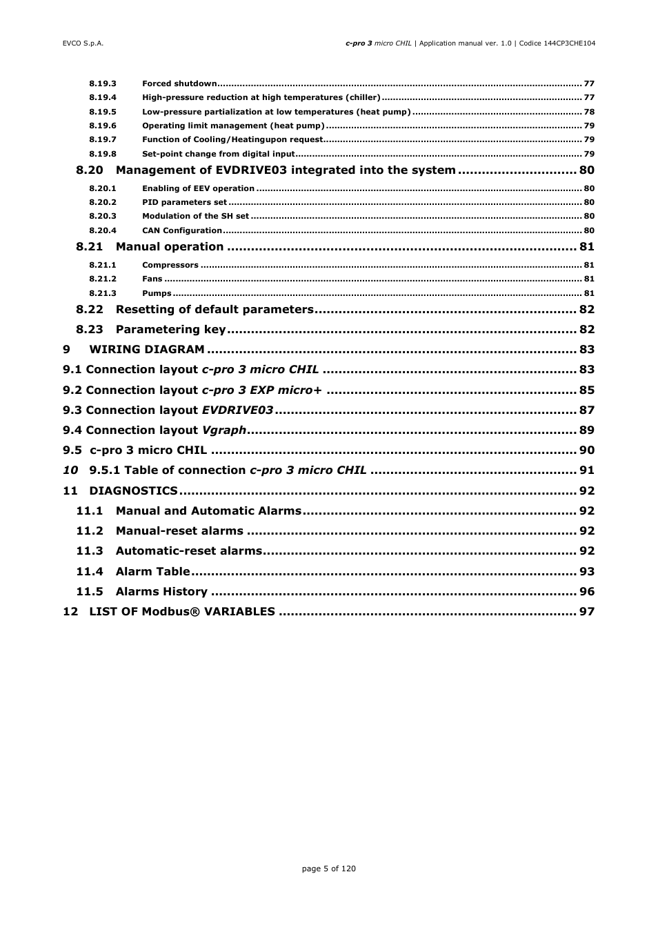 EVCO EPU2LXP1CH Installer manual User Manual | Page 5 / 120