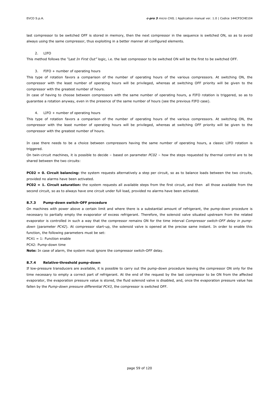 EVCO EPU2LXP1CH Installer manual User Manual | Page 59 / 120