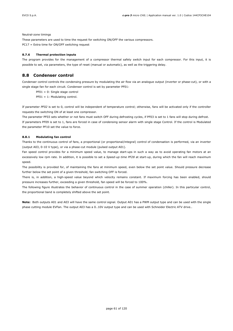 8 condenser control | EVCO EPU2LXP1CH Installer manual User Manual | Page 61 / 120