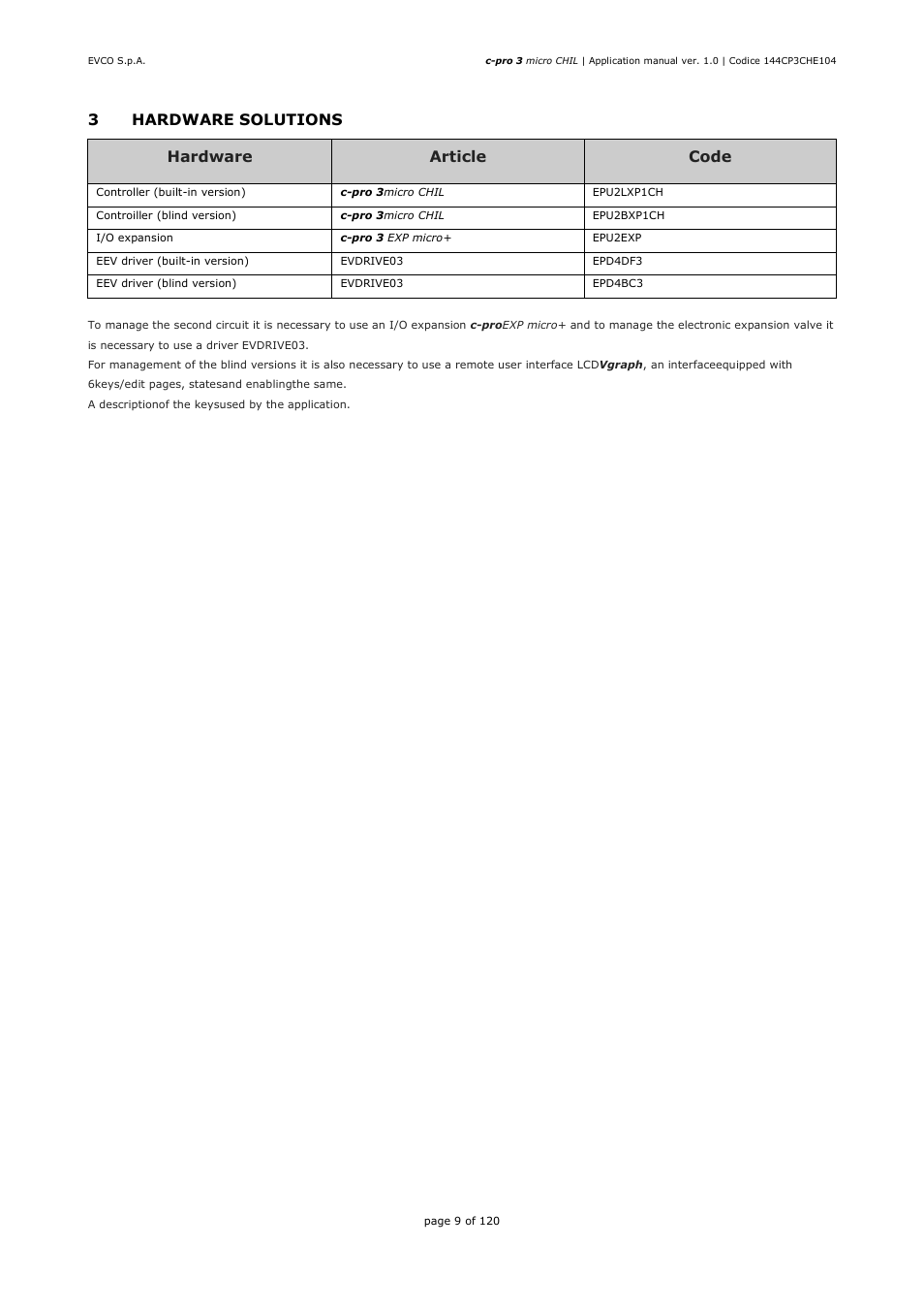 EVCO EPU2LXP1CH Installer manual User Manual | Page 9 / 120