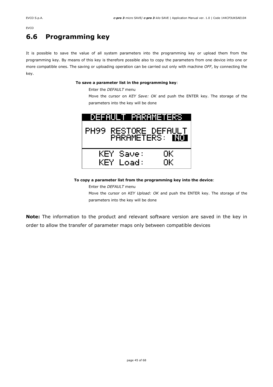 6 programming key | EVCO EPU2BXP1S1 User Manual | Page 45 / 68