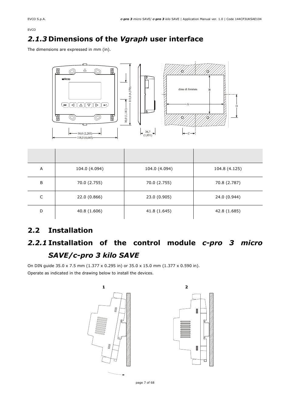 3 dimensions of the vgraph user interface | EVCO EPU2BXP1S1 User Manual | Page 7 / 68