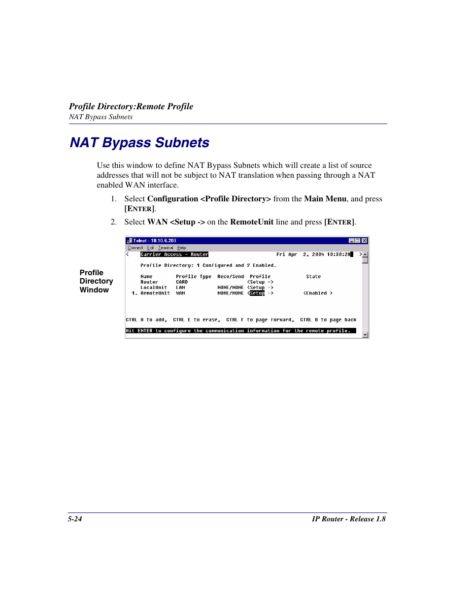 Nat bypass subnets, Nat bypass subnets -24 | Carrier Access 770-0015 AM User Manual | Page 124 / 250