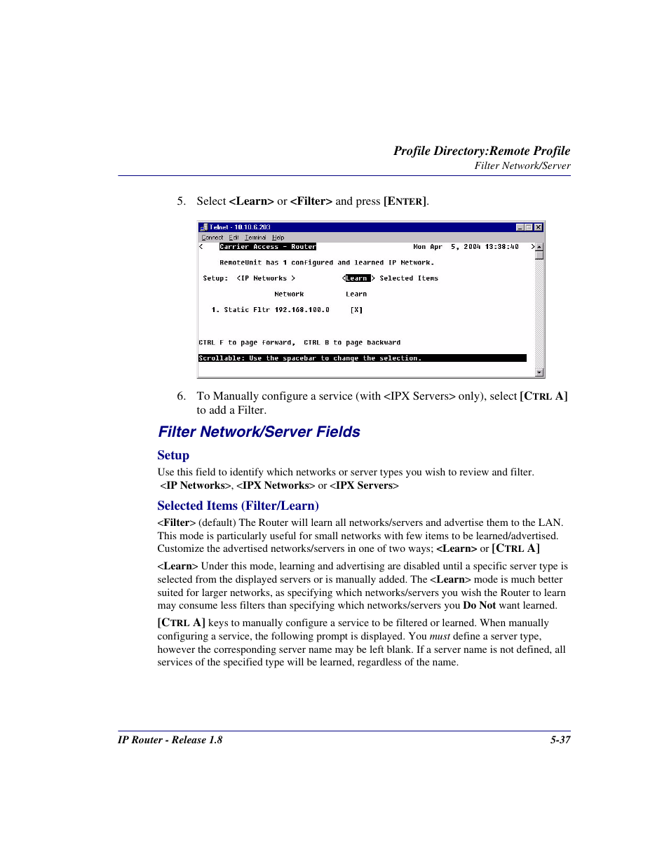 Filter network/server fields | Carrier Access 770-0015 AM User Manual | Page 137 / 250