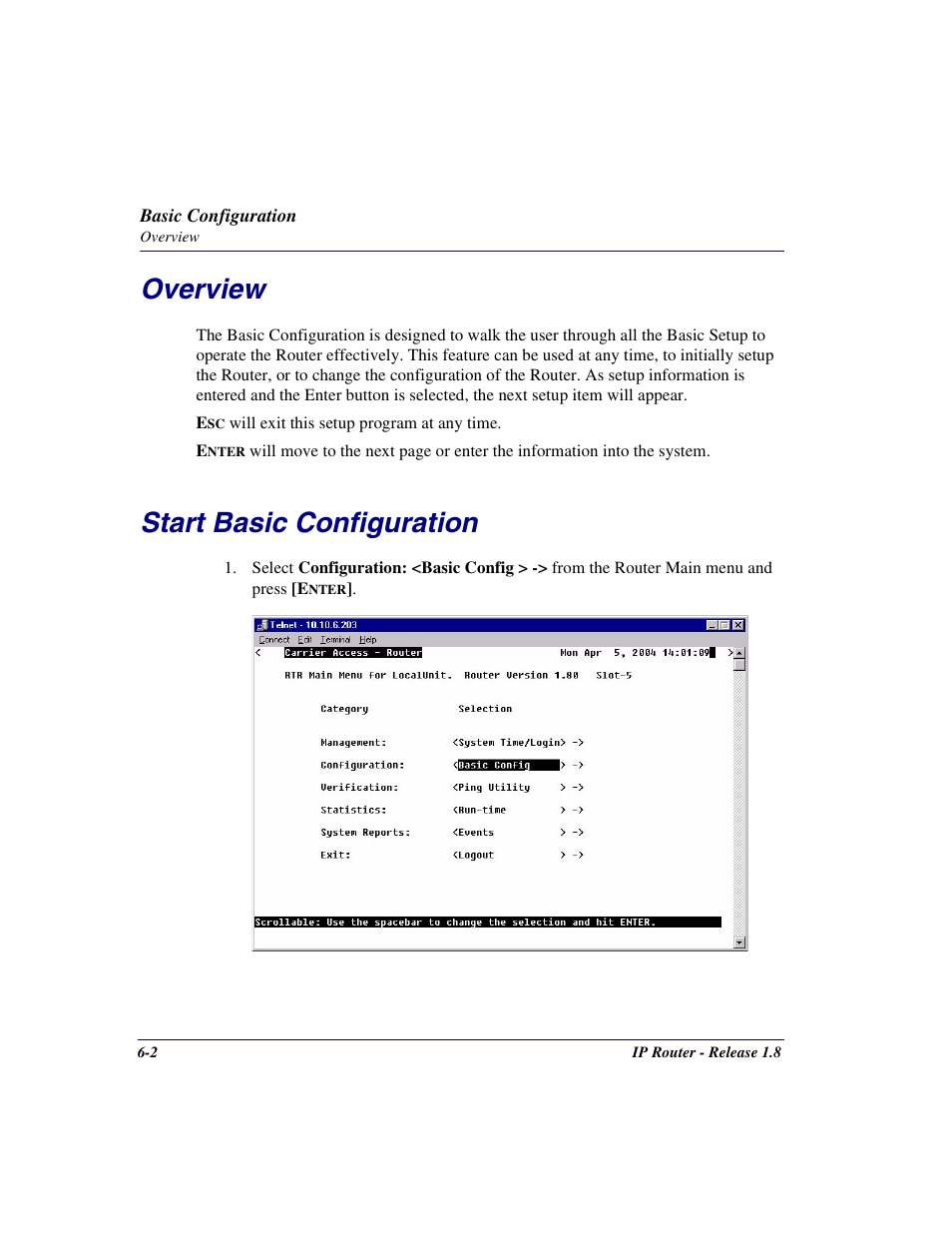 Overview, Start basic configuration, Overview -2 start basic configuration -2 | Carrier Access 770-0015 AM User Manual | Page 148 / 250