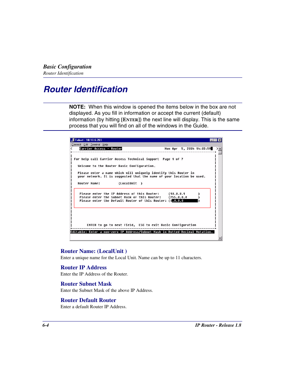 Router identification, Router identification -4 | Carrier Access 770-0015 AM User Manual | Page 150 / 250