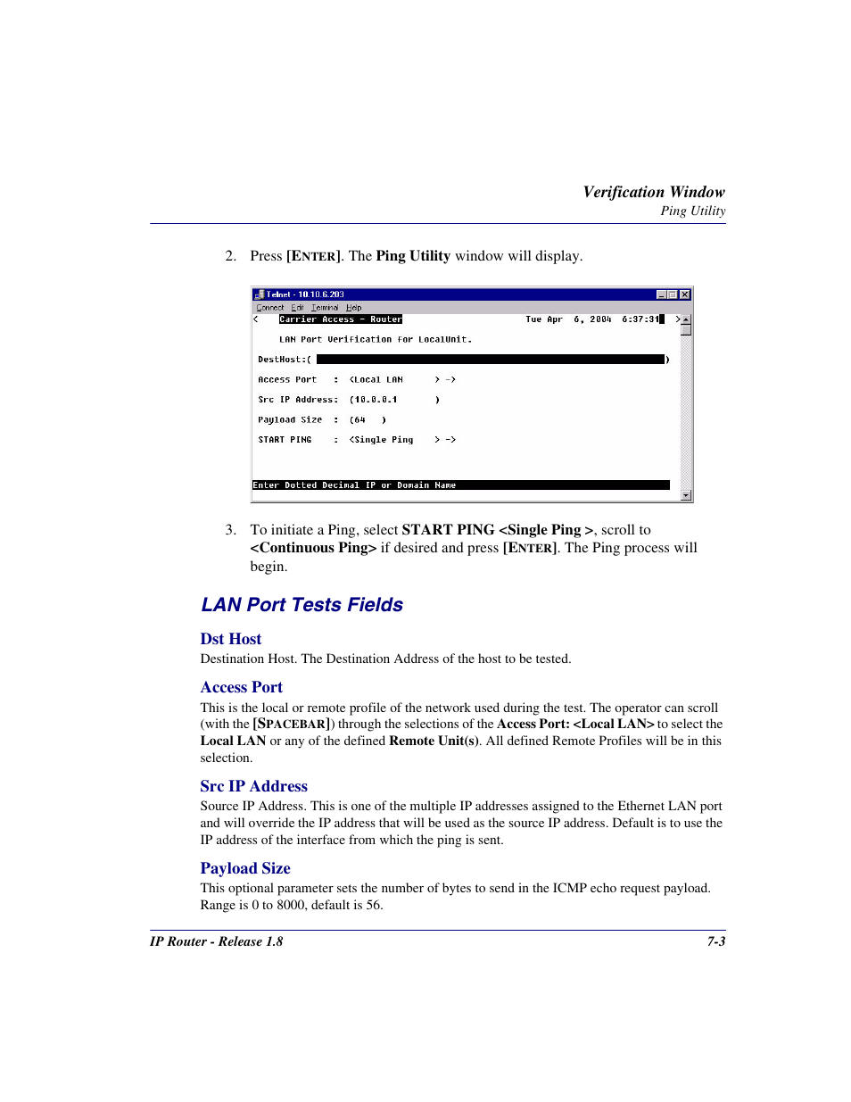 Lan port tests fields | Carrier Access 770-0015 AM User Manual | Page 163 / 250