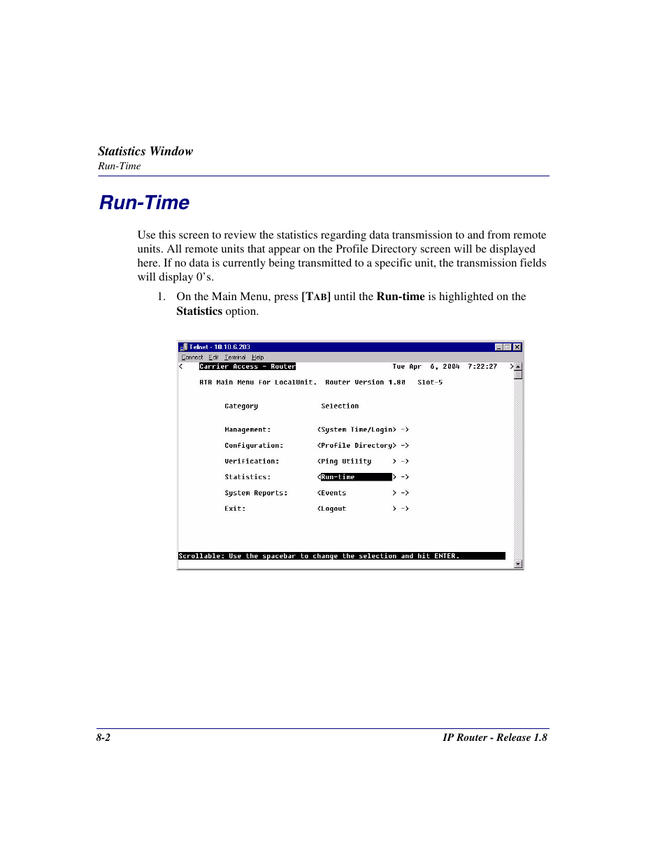 Run-time, Run-time -2 | Carrier Access 770-0015 AM User Manual | Page 174 / 250