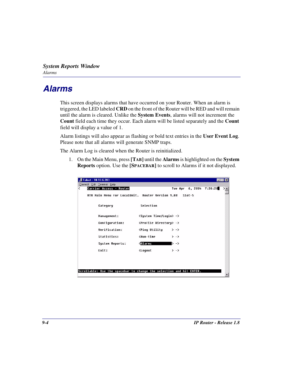 Alarms, Alarms -4 | Carrier Access 770-0015 AM User Manual | Page 182 / 250