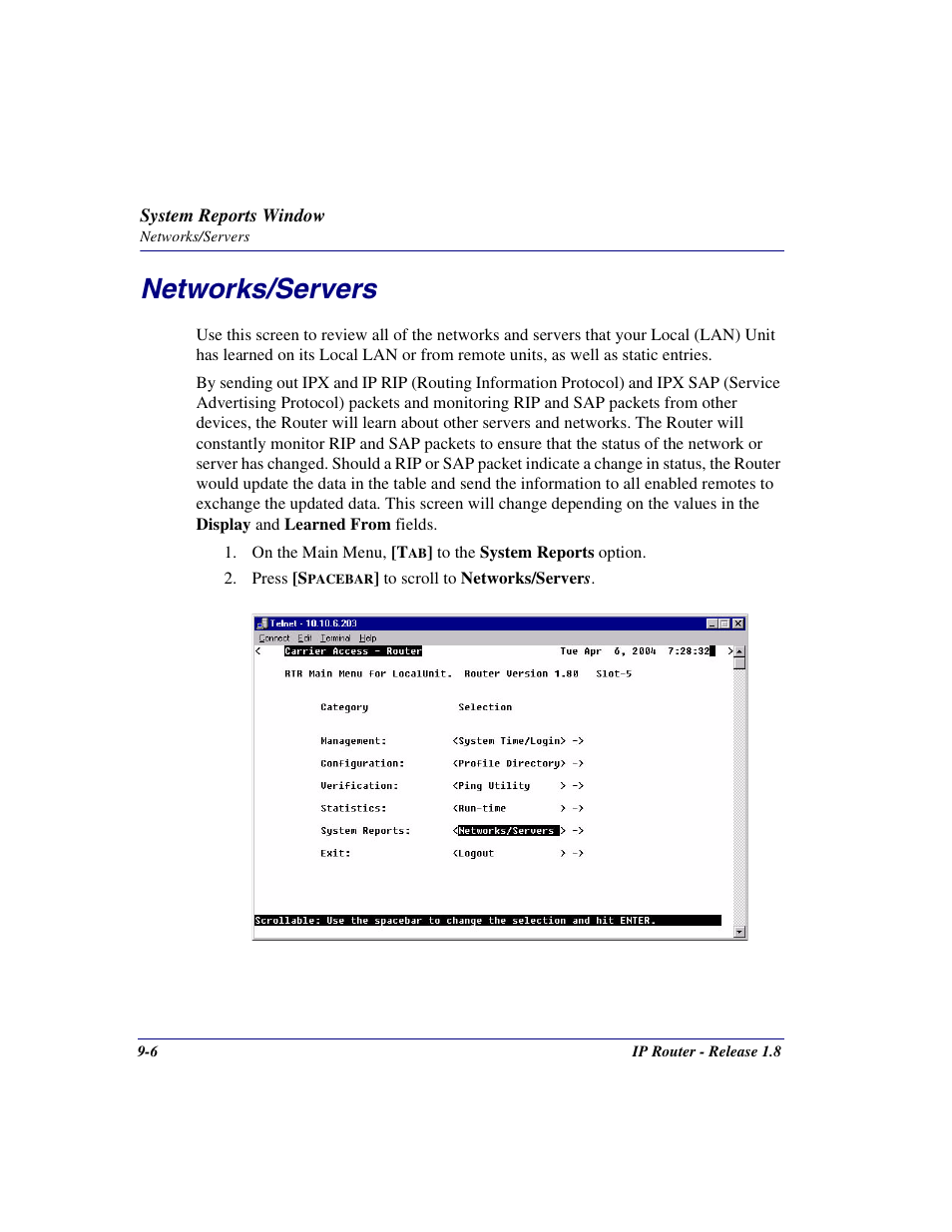 Networks/servers, Networks/servers -6 | Carrier Access 770-0015 AM User Manual | Page 184 / 250
