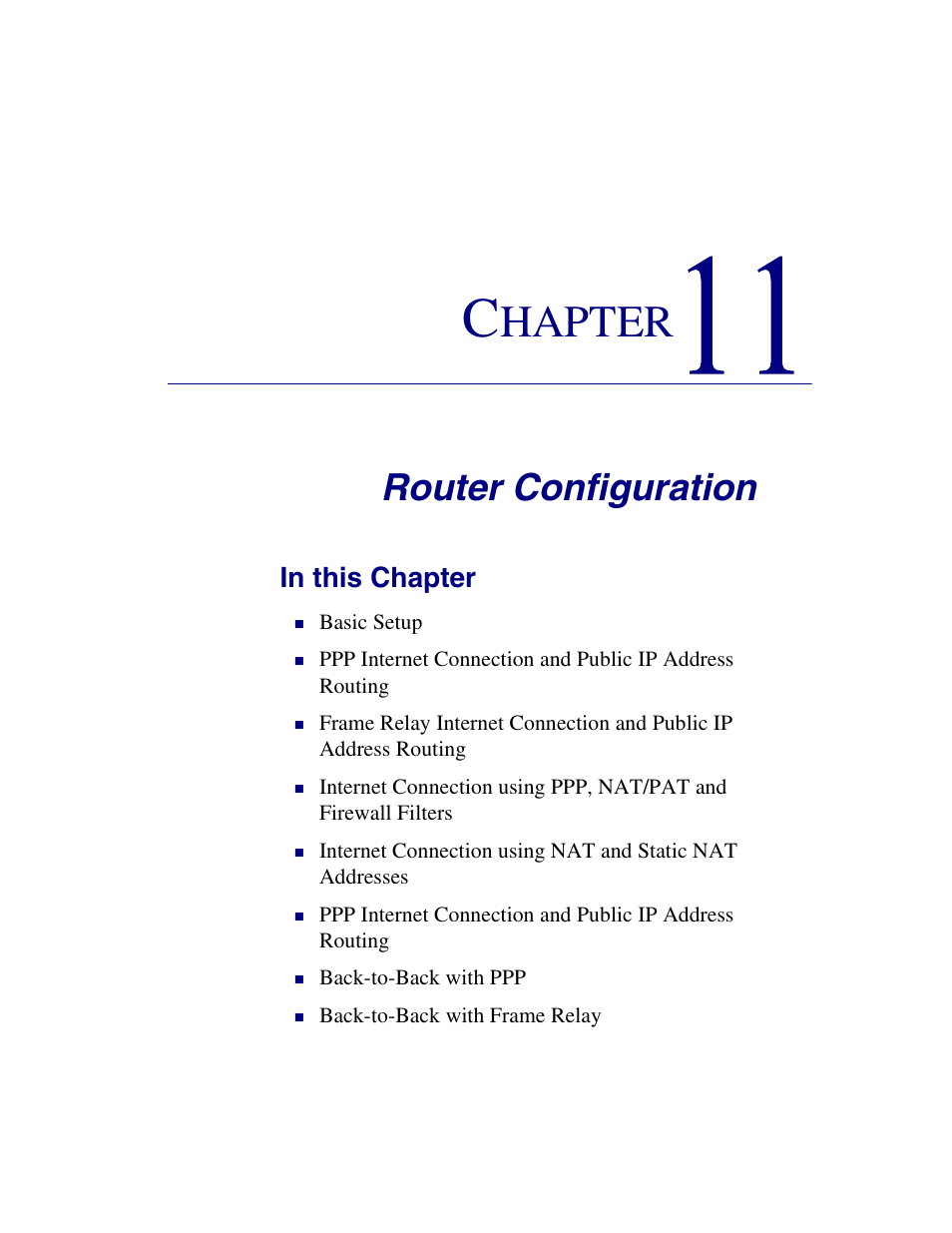 11 - router configuration, Router configuration, Hapter | Carrier Access 770-0015 AM User Manual | Page 195 / 250