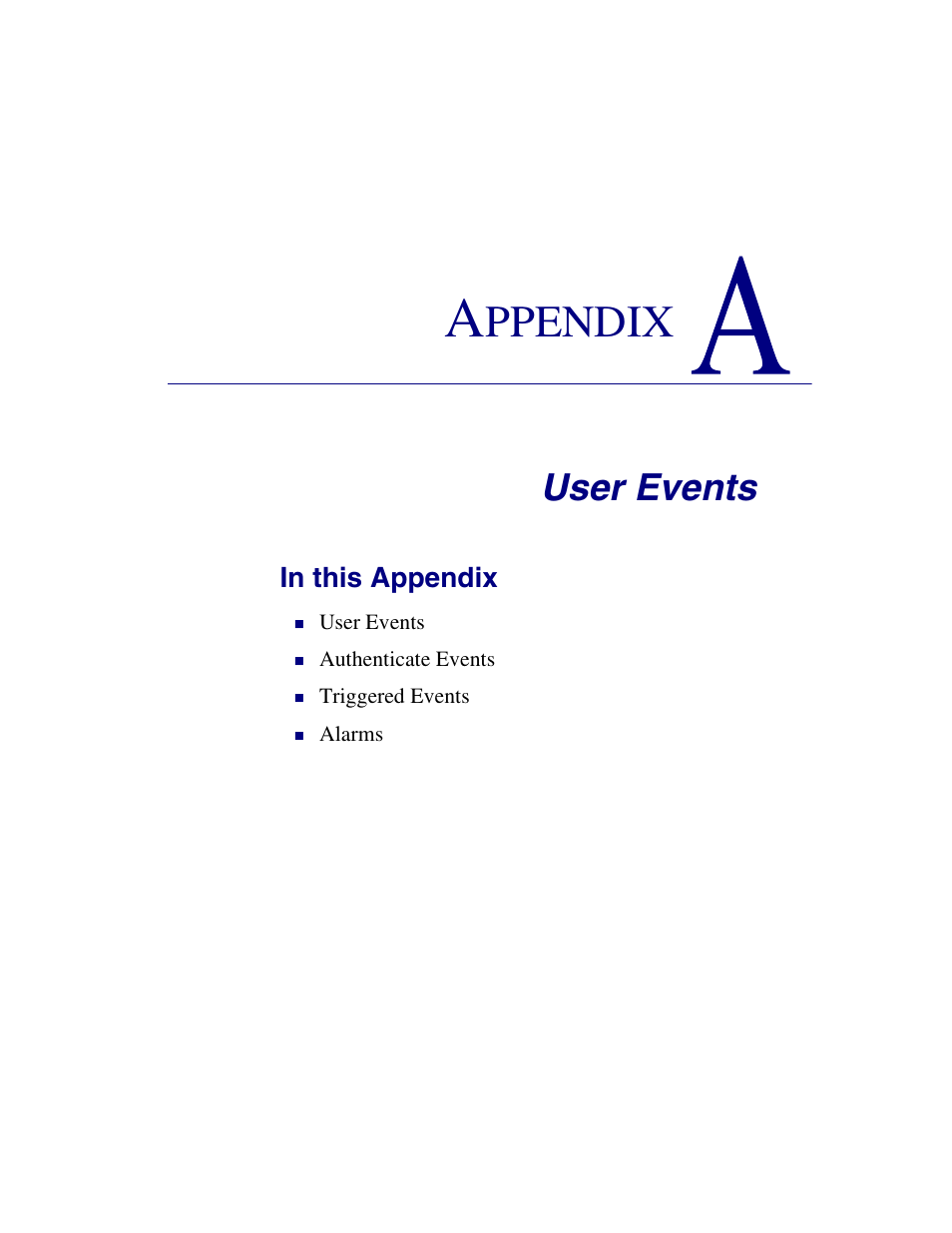 A - user events, User events, Ppendix | Carrier Access 770-0015 AM User Manual | Page 207 / 250