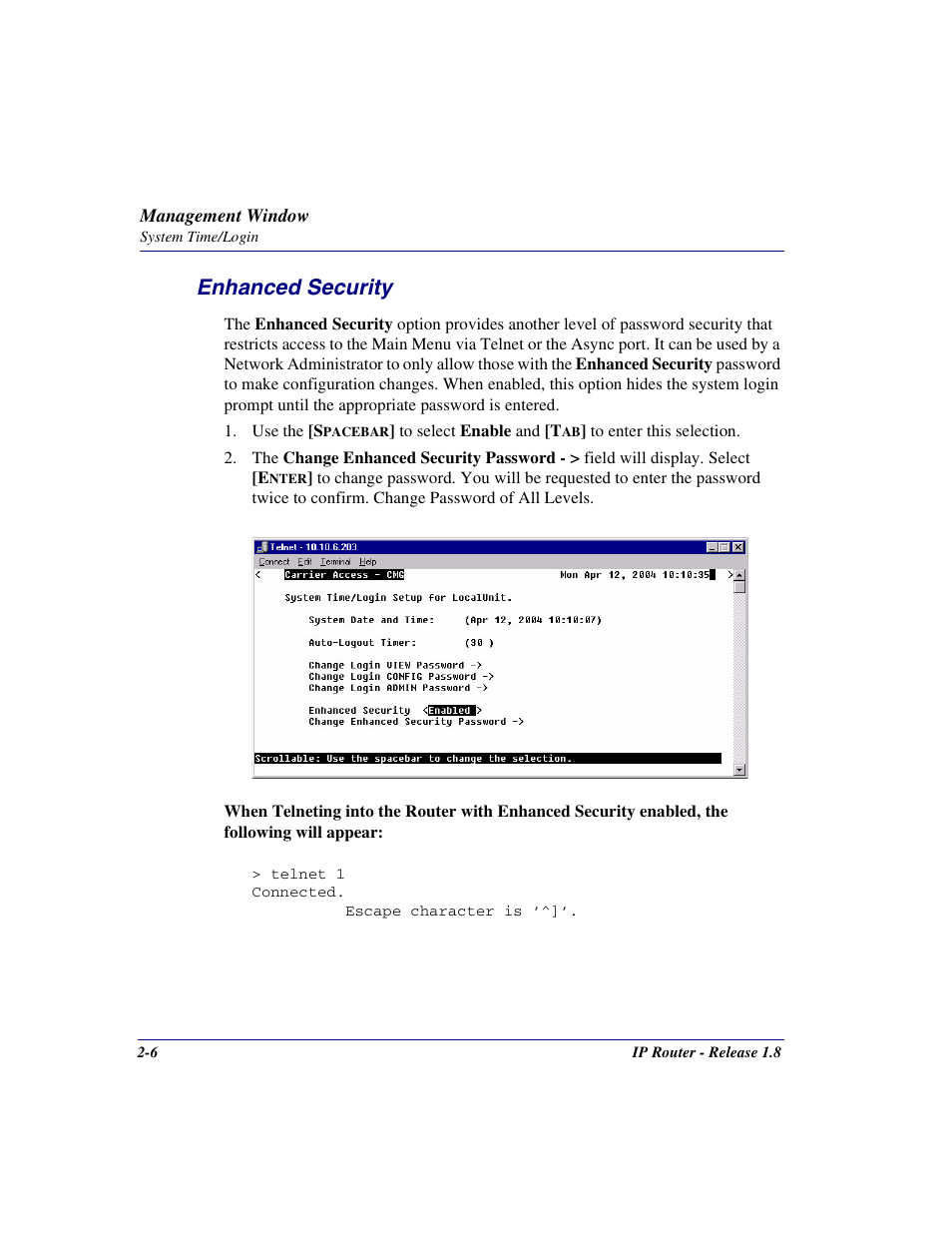 Enhanced security, Enhanced security -6 | Carrier Access 770-0015 AM User Manual | Page 22 / 250