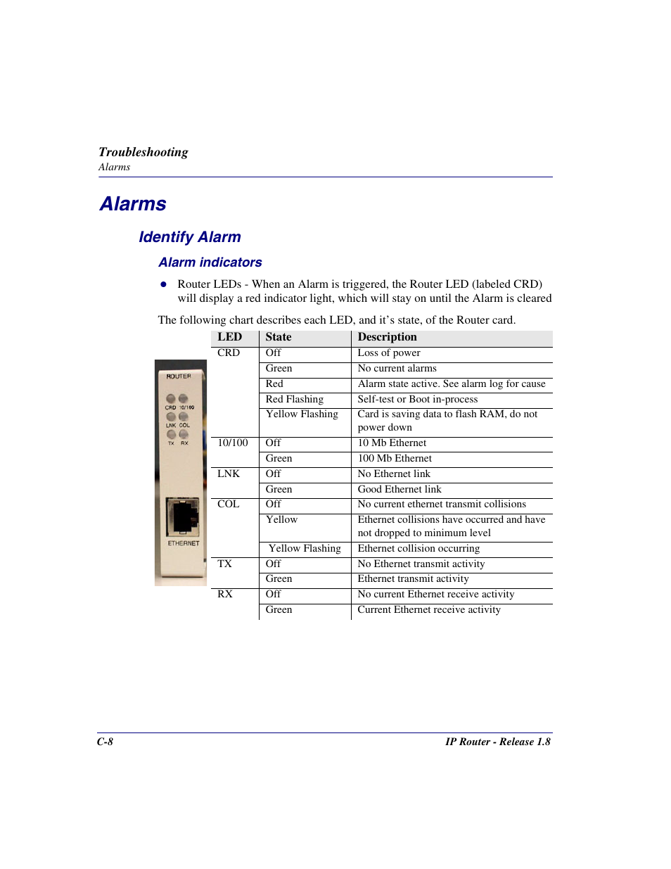Alarms, Identify alarm | Carrier Access 770-0015 AM User Manual | Page 234 / 250